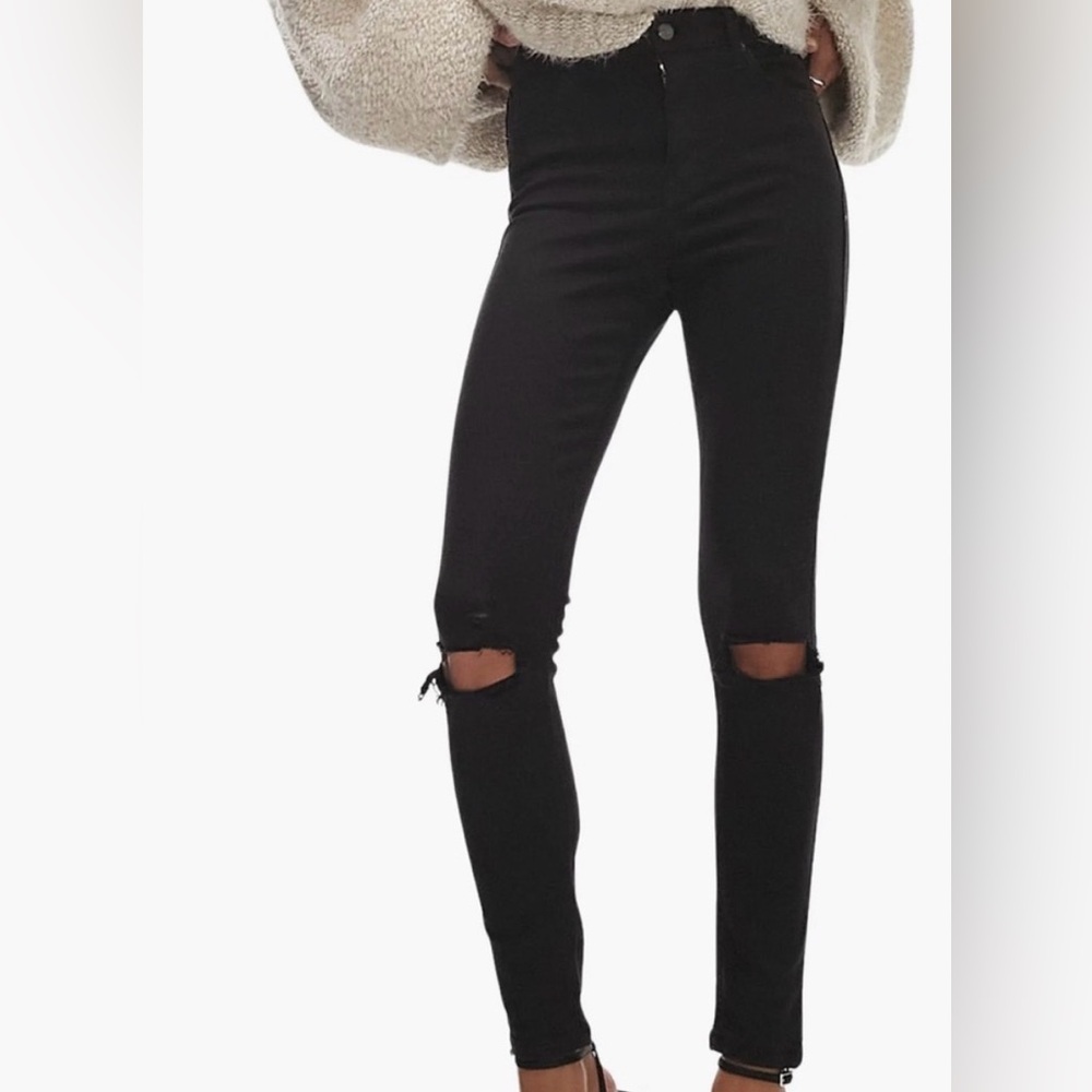 Topshop Black Ripped Skinny Jeans
